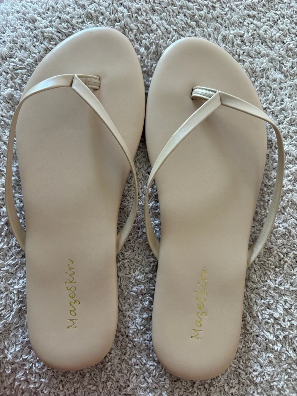Women's Beige Minimalist Thong Sandals